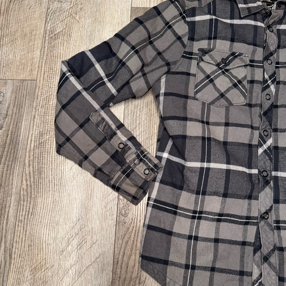 Vintage FOX Racing insulated flannel satin lined plaid shirt jacket gray black L - Picture 3 of 11